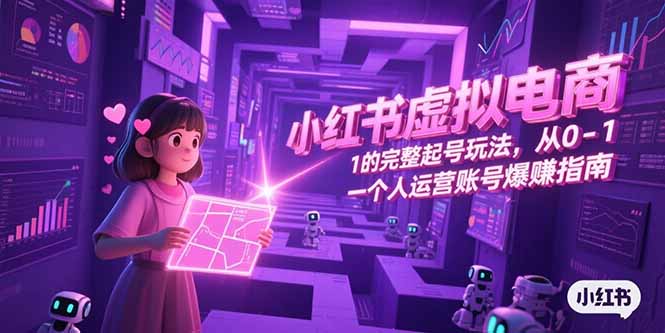 小红书虚拟电商，从0-1的完整起号玩法，一个人运营账号爆赚指南-知行创·网创