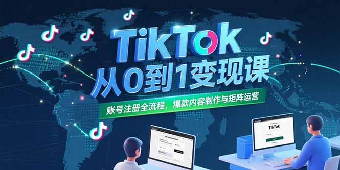 TikTok从0到1变现课，账号注册全流程，爆款内容制作与矩阵运营-知行创·网创