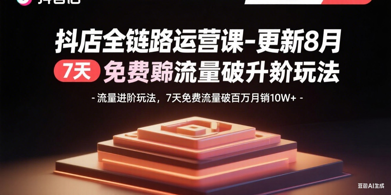 抖店全链路运营课-更新8月：流量进阶玩法，7天免费流量破百万月销10W+-知行创·网创