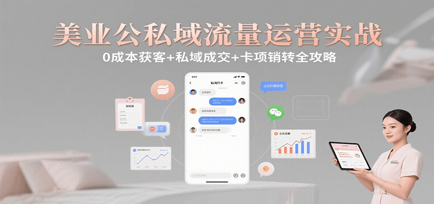 美业公私域流量运营实战：0成本获客+私域成交+卡项销转全攻略-知行创·网创