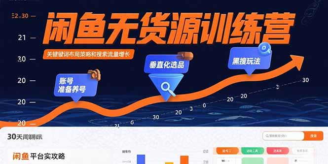 闲鱼无货源训练营：账号准备养号/垂直化选品/黑搜玩法，0基础30天盈利指南-知行创·网创