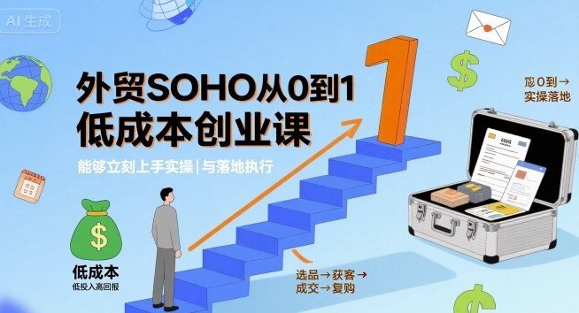 外贸SOHO从0到1低成本创业课，能够立刻上手实操与落地执行-知行创·网创