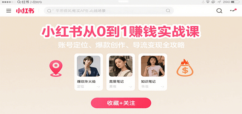小红书从0到1赚钱实战课：账号定位、 爆款创作 、导流变现全攻略-知行创·网创
