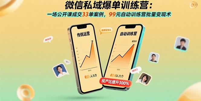 微信私域爆单训练营：一场公开课成交33单案例，99元自动训练营批量变现术-知行创·网创
