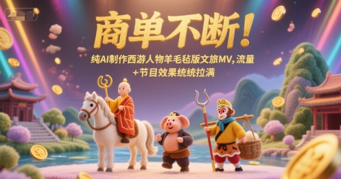 商单不断！纯AI制作西游人物羊毛毡版文旅MV，流量+节目效果统统拉满-知行创·网创