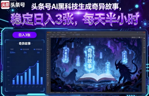 头条号AI黑科技生成奇异故事，稳定日入3张，每天半小时-知行创·网创