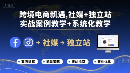 跨境电商新机遇，社媒+独立站，实战案例教学+系统化教学-知行创·网创