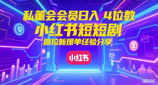 私董会会员日入4位数小红书红果短剧拉新爆单经验分享-知行创·网创