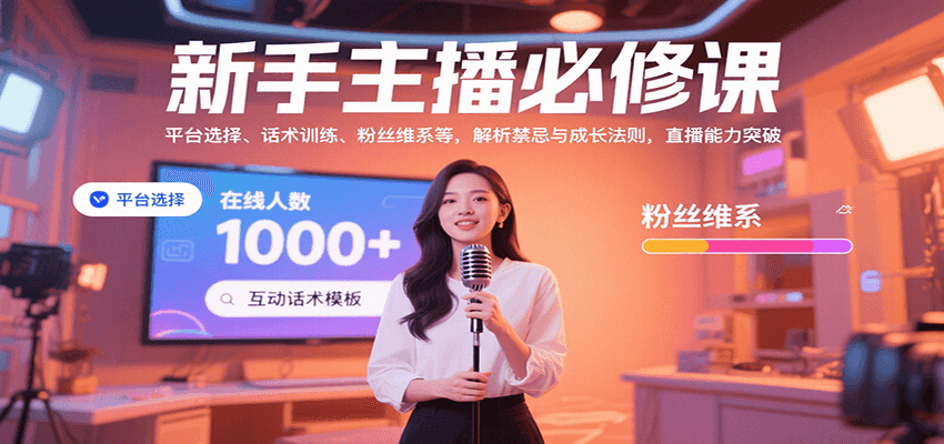 新手主播必修课：平台选择、话术训练、粉丝维系等，解析禁忌与成长法则，突破直播能力-知行创·网创