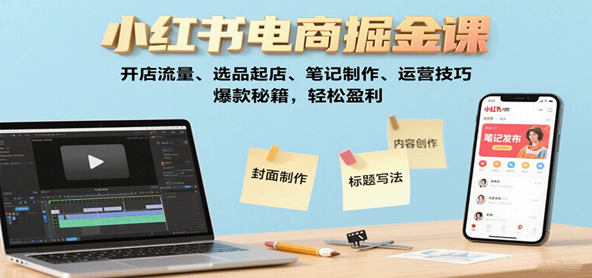 小红书电商掘金课：开店流量、选品起店、笔记制作、运营技巧，爆款秘籍，轻松盈利-知行创·网创