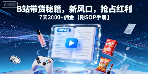 B站带货秘籍，新风口，抢占红利，7天2k+佣金【附SOP手册】-知行创·网创