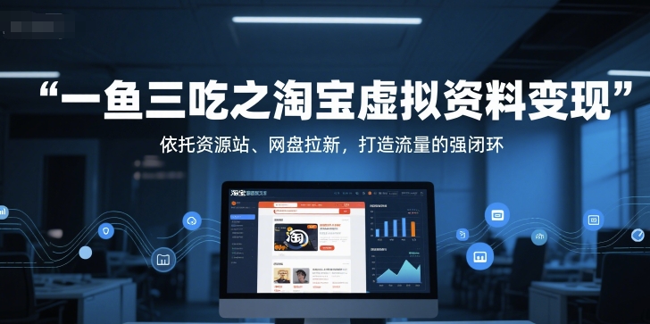 一鱼三吃之淘宝虚拟资料变现，依托资源站、网盘拉新，打造流量的强闭环-知行创·网创