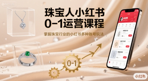 珠宝人小红书0-1运营课程，掌握珠宝行业的小红书多种账号玩法-知行创·网创