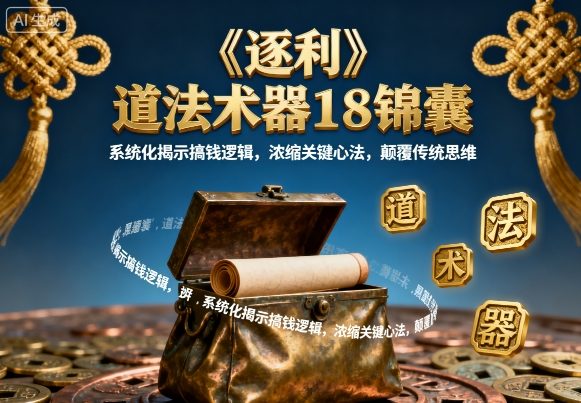 《逐利》道法术器18锦囊，系统化揭示搞钱逻辑，浓缩关键心法，颠覆传统思维-知行创·网创