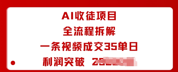 AI收徒项目全流程拆解一条视频成交35单日利润突破1k+-知行创·网创