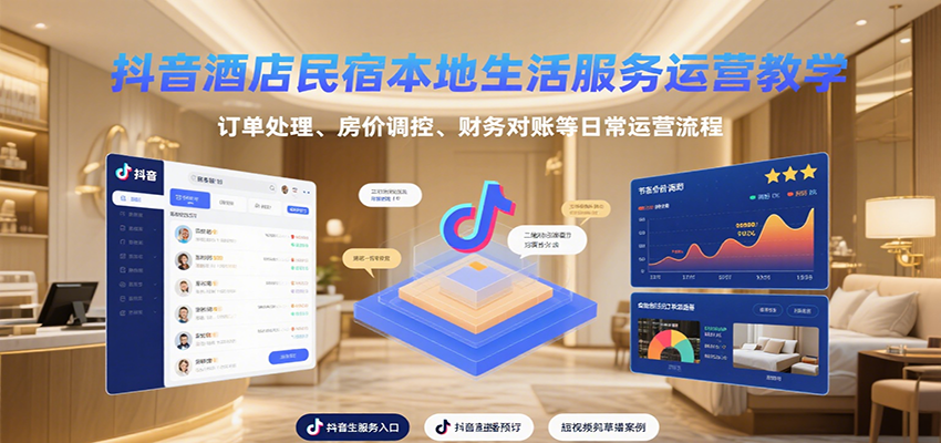 抖音酒店民宿本地生活服务运营教学，订单处理、房价调控、财务对账等日常运营流程-知行创·网创