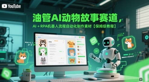油管AI动物故事赛道，AI+RPA机器人流程自动化制作素材【保姆级教程】-知行创·网创