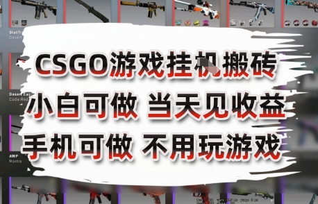 CSGO游戏挂G搬砖，小白纯手机即可操作，不用电脑打游戏，日入3张+，副业网创项目【揭秘】-知行创·网创