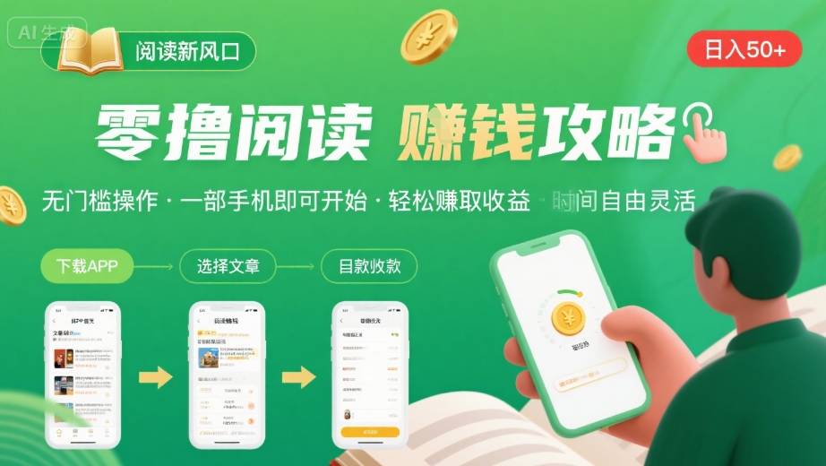 零撸阅读新风口，无门槛轻松挣，一部手机，日入 50-3张【揭秘】-知行创·网创