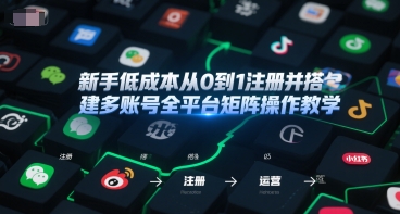 新手低成本从0到1注册并搭建多账号全平台矩阵操作教学，手机号-邮箱-IP-工具-知行创·网创