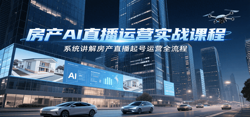 房产AI直播运营实战课程，系统讲解房产直播起号运营全流程-知行创·网创
