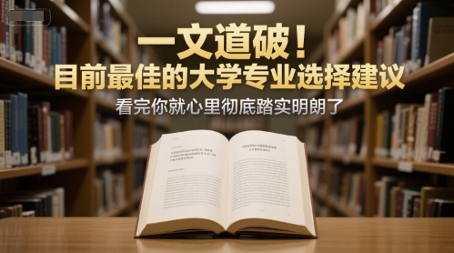 付费文章：一文道破！目前最佳的大学专业选择建议，看完你就心里彻底踏实明朗了-知行创·网创