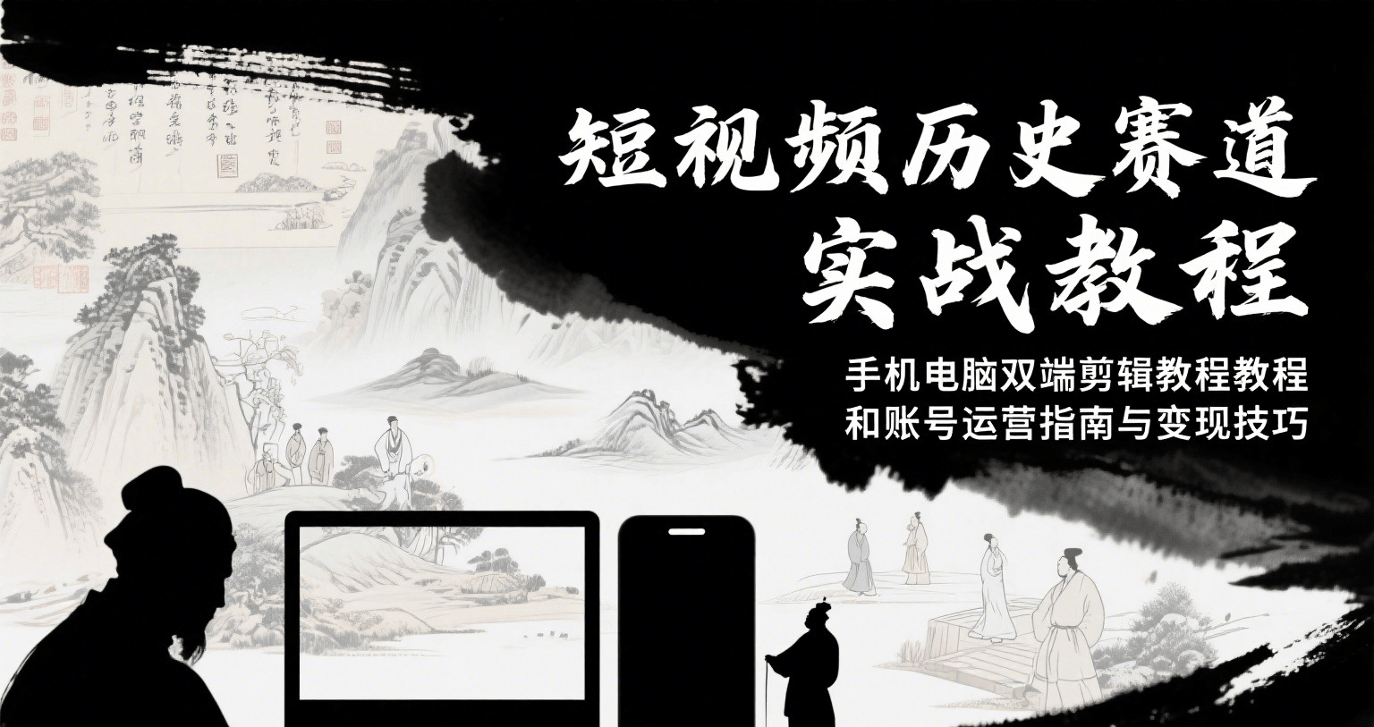 短视频历史赛道实战教程，手机电脑双端剪辑教程和账号运营指南与变现技巧-知行创·网创
