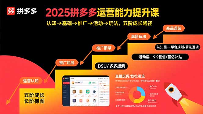 2025拼多多运营能力提升课：认知→基础→推广→活动→玩法，五阶成长路径-知行创·网创