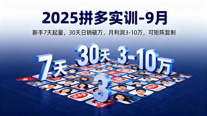 2025拼多多实训-9月：新手7天起量,30天日销破万,月利润3-10万,可矩阵复制-知行创·网创