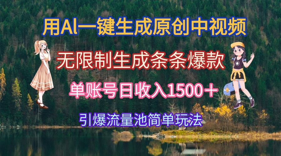 用Al一键生成原创中视频，无限制生成条条爆款，单账号日收入1500＋引爆…-知行创·网创