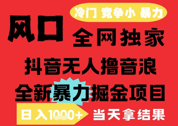25年6月高爆抖音无人直播最新撸音浪掘金项目，解放双手小白可做，无脑日入1k+，门槛低【揭秘】-知行创·网创