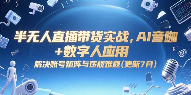 半无人直播带货实战，AI音咖+数字人应用 解决账号矩阵与违规难题(更新7月-知行创·网创