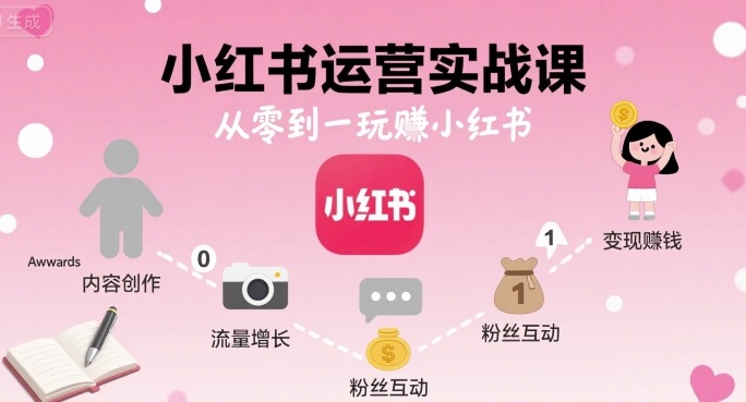 小红书运营实战课，从零到一玩賺小红书-知行创·网创