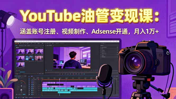2025YouTube油管变现课：涵盖账号注册、视频制作、Adsense开通，月入1万+-知行创·网创