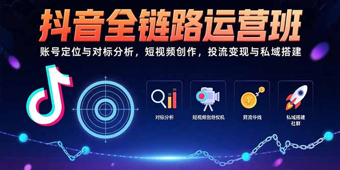 抖音全链路运营班：账号定位与对标分析，短视频创作，投流变现与私域搭建-知行创·网创