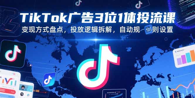 TikTok广告3位1体投流课，变现方式盘点，投放逻辑拆解，自动规则设置-知行创·网创