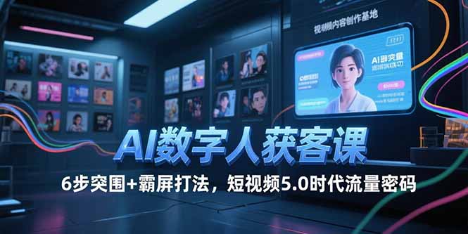 AI数字人获客课，6步突围+霸屏打法，短视频5.0时代流量密码-知行创·网创