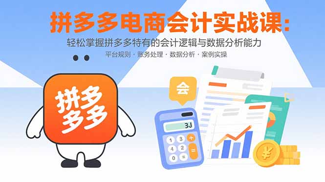 拼多多电商会计实战课：轻松掌握拼多多特有的会计逻辑与数据分析能力-知行创·网创