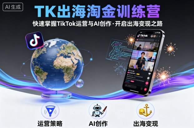 TK出海淘金训练营，助你快速掌握TikTok运营与AI创作，开启出海变现之路-知行创·网创