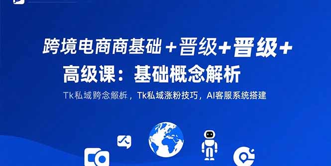 跨境电商基础+晋级+高级课：基础概念解析,Tk私域涨粉技巧,AI客服系统搭建-知行创·网创