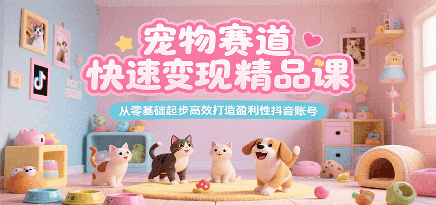 宠物赛道快速变现精品课，从零基础起步高效打造盈利性抖音账号-知行创·网创