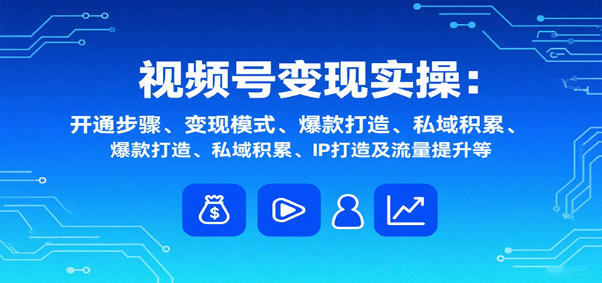 视频号变现实操，含开通步骤、变现模式、爆款打造、私域积累、IP打造及流量提升等-知行创·网创