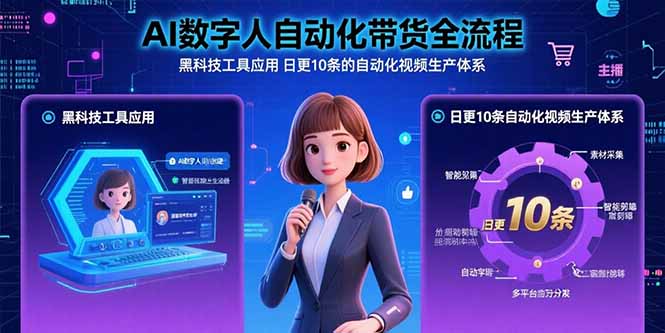 AI数字人自动化带货全流程：黑科技工具应用 日更10条的自动化视频生产体系-知行创·网创