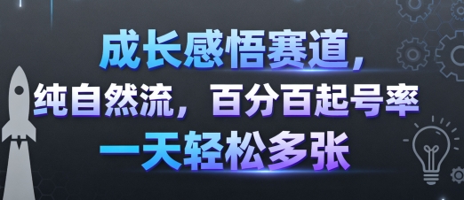 成长感悟赛道，纯自然流，百分百起号率 一天轻松多张-知行创·网创