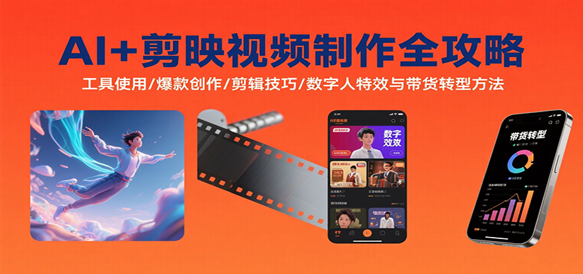 AI+剪映视频制作全攻略：工具使用/爆款创作/剪辑技巧/数字人特效与带货转型方法-知行创·网创