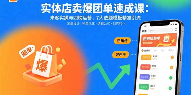 实体店卖爆团单速成课：来客实操与四榜运营，7大选题模板精准引流-知行创·网创