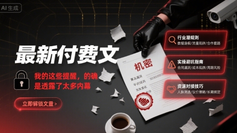 最新付费文：我的这些提醒，的确是透露了太多内幕-知行创·网创