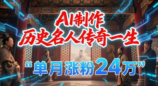 暴力起号！用AI制作历史名人传奇一生，单月涨粉24W，涨粉+变现赛道黑马来了-知行创·网创