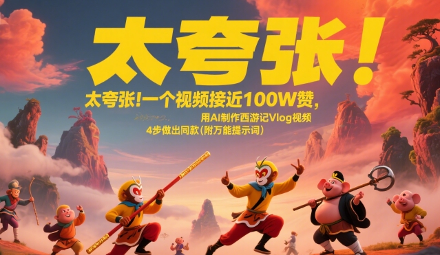 太夸张！一个视频接近100W赞，用AI制作西游记Vlog视频，全流程拆解来了(附万能提示词)-知行创·网创