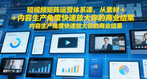 短视频矩阵运营体系课，从素材+内容生产角度快速放大你的商业结果-知行创·网创